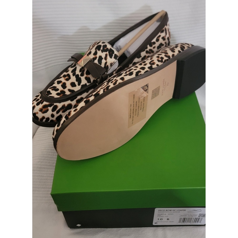 Kate Spade New York Deco Bow HC Loafer Leopard Print Pony Hair Women's Shoes - Picture 4 of 6